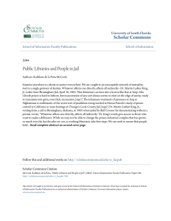 Public Libraries and People in Jail - Scholar Commons
