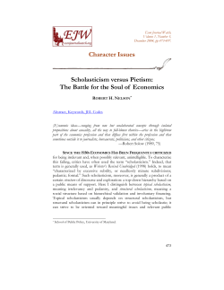 Character Issues Scholasticism versus Pietism: The Battle for the