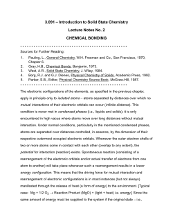 3.091 &ndash; Introduction to Solid State Chemistry Lecture Notes No. 2