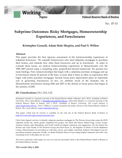 Subprime Outcomes: Risky Mortgages, Homeownership