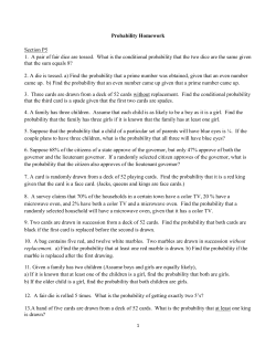 Probability Homework Section P5 1. A pair of fair dice are tossed