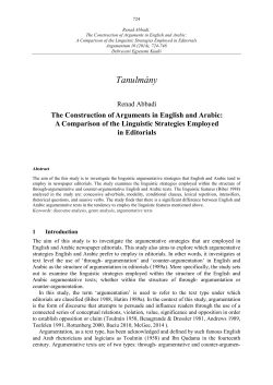 The Construction of Arguments in English and Arabic: A Comparison
