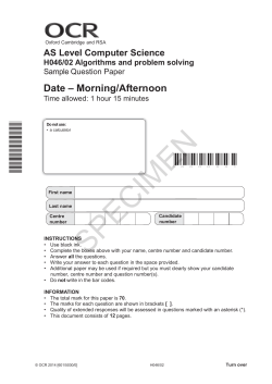 SAM and Markscheme - OCR AS Level Computer Science