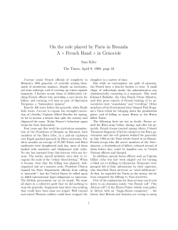 On the role played by Paris in Rwanda A &laquo; French Hand &raquo; in Genocide