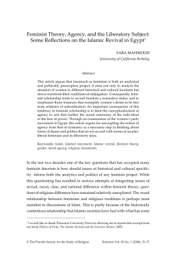 Feminist Theory, Agency, and the Liberatory Subject