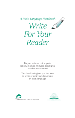 A plain language handbook: Write for your reader
