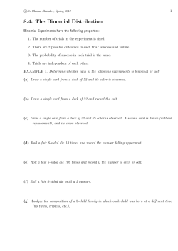 8.4: The Binomial Distribution