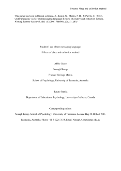 Textese: Place and collection method This paper has been