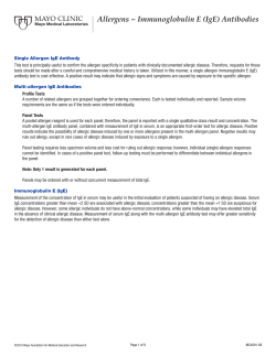Allergens &minus; Immunoglobulin E (IgE) Antibodies