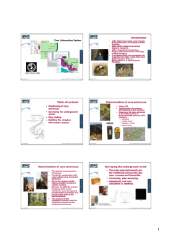 Introduction Table of contents Determination of cave entrances