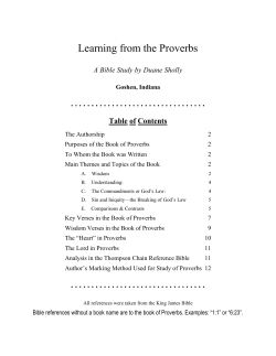 Learning From the Proverbs