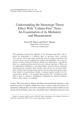 Understanding the Stereotype Threat Effect With &ldquo;Culture