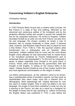 Concerning Voltaire`s English Enterprise