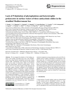 Lack of P-limitation of phytoplankton and heterotrophic prokaryotes