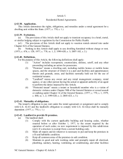 NC General Statutes - Chapter 42 Article 5 1 Article 5. Residential
