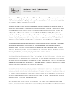 Holiness -- Part 2: God`s Godness