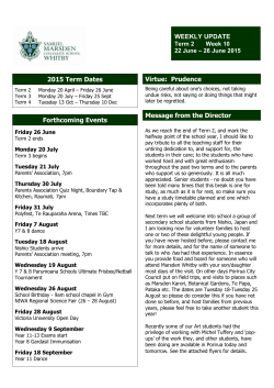 2015 Term Dates Forthcoming Events Virtue: Prudence Message