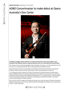 AOBO Concertmaster to make debut at Opera