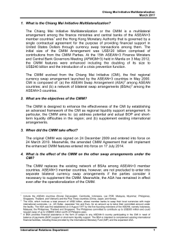 1. What is the Chiang Mai Initiative Multilateralization? The Chiang