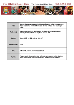 Title A quantitative analysis of objective feather color assessment