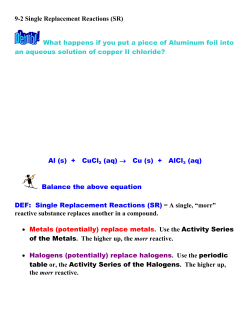 9-3 Single Replacement Reactions (SR)