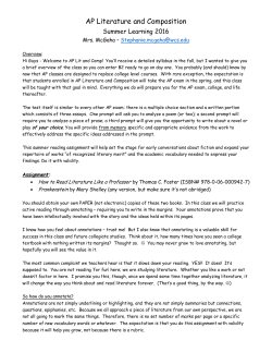 AP Lit Summer Reading 2016