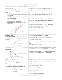 8.3 Vector, Parametric, and Symmetric Equations of a Line in R3 A
