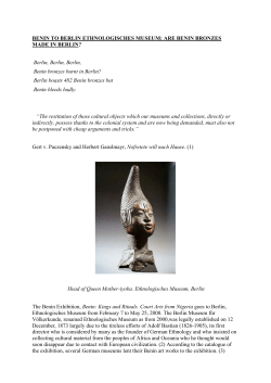 BENIN TO BERLIN ETHNOLOGISCHES MUSEUM