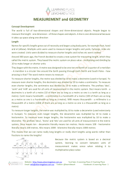 MEASUREMENT and GEOMETRY - A Learning Place A Teaching