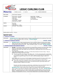 Directors Meeting - Leduc Curling Club