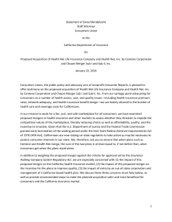 1 Statement of Dena Mendelsohn Staff Attorney Consumers Union