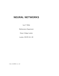 neural networks - School of Computer Science, University of