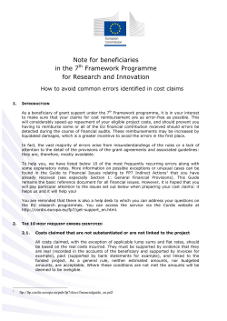 Common errors identified in cost claims