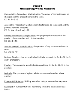 Topic 3 Multiplying Whole Numbers
