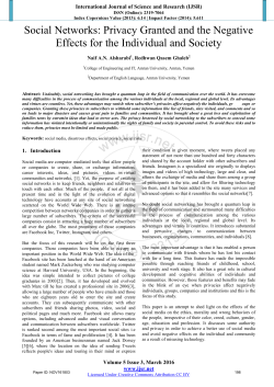 Social Networks: Privacy Granted and the Negative Effects for the