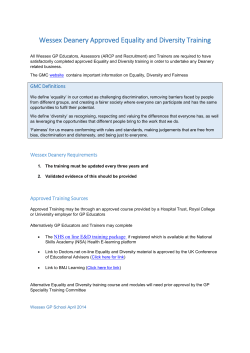 Equality and Diversity training resources 2014