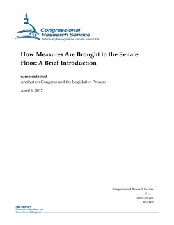 How Measures Are Brought to the Senate Floor: A Brief Introduction