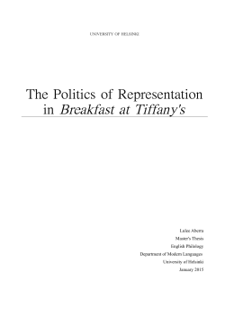 The Politics of Representation in Breakfast at Tiffany`s