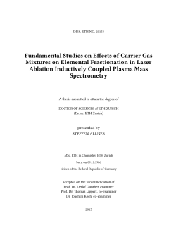 Fundamental Studies on E ects of Carrier Gas - ETH E