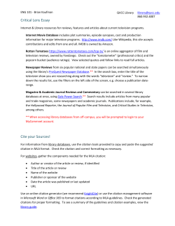 Critical Lens Essay Cite your Sources!