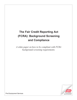 The Fair Credit Reporting Act (FCRA): Background Screening
