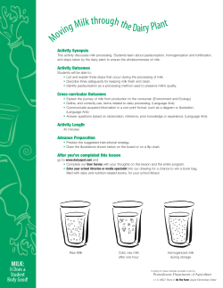 Moving Milk through the Dairy Plant lesson plan