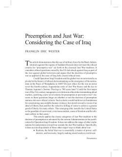 Preemption and Just War: Considering the Case of Iraq