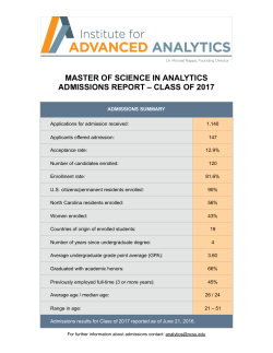MSA2017 Admissions Report - Institute for Advanced Analytics