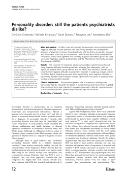 Personality disorder: still the patients psychiatrists dislike?