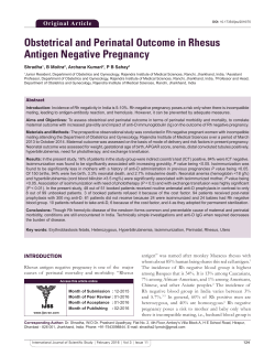 Obstetrical and Perinatal Outcome in Rhesus Antigen Negative