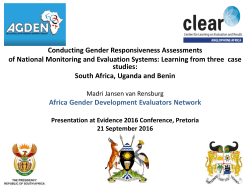 Conducting gender responsiveness assessments of national