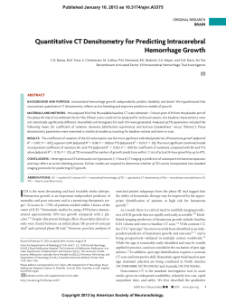 Quantitative CT Densitometry for Predicting Intracerebral