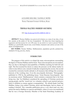 thomas malthus modern sounding - Bulletin of Geography. Socio