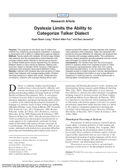 Dyslexia Limits the Ability to Categorize Talker Dialect